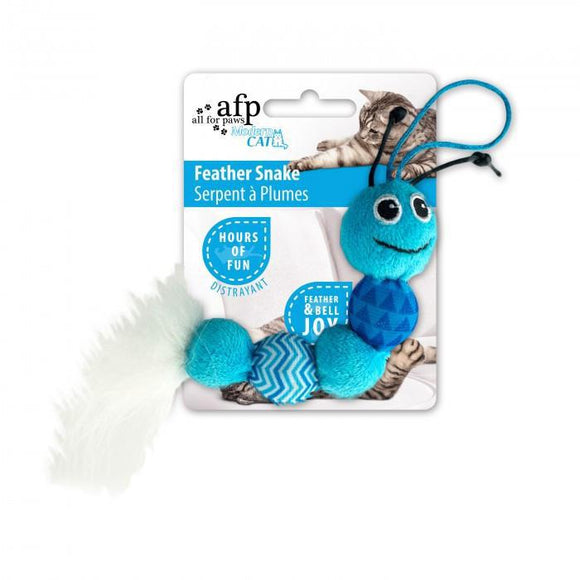 All For Paws Modern Cat Feather Snake Toy - With Bell and Infused with Catnip