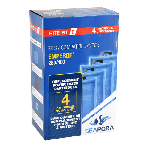 Rite-Fit E Cartridges, Emperor Power Filters 280 & 400 - 4 Pack
