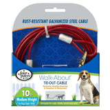 four paws tie out cable dog canine red 10 ft walk about medium weight  045663856106