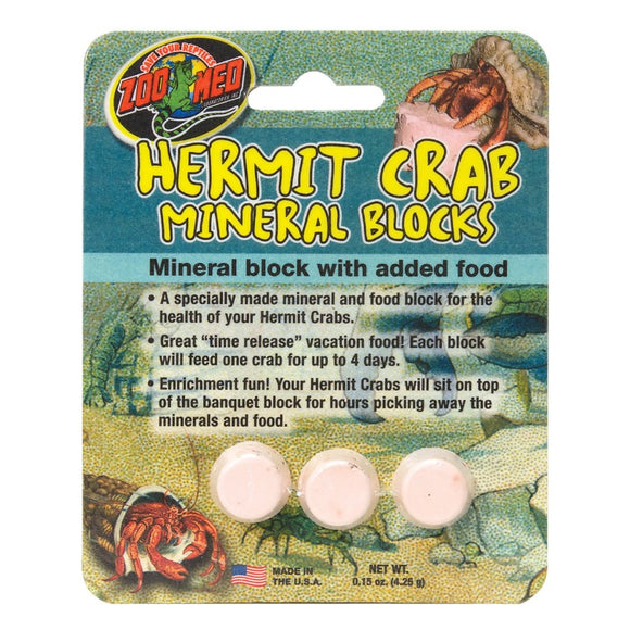 Zoo Med Hermit Crab Mineral Blocks with Added Food 3 pack 097612009620 hc-62