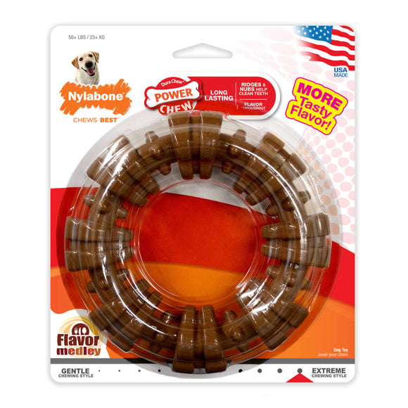 Nylabone Power Chew Textured Dog Ring Toy ncf315p 018214823384 souper super xl xlarge x-large extra large flavor medley