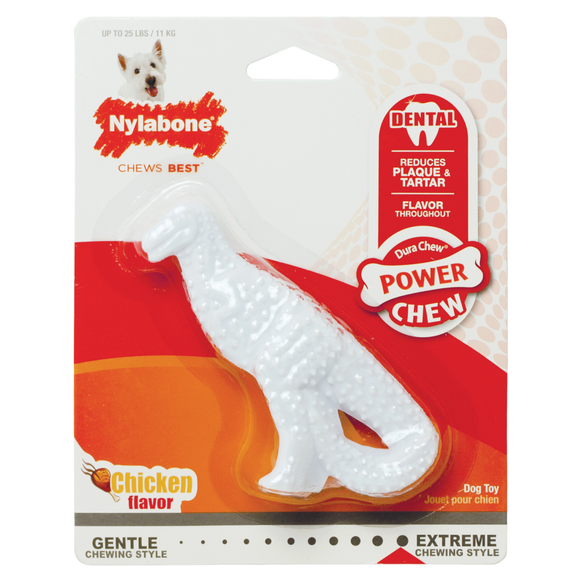 Nylabone DuraChew Power Chew Chicken Flavor Dental Dinosaur Toy