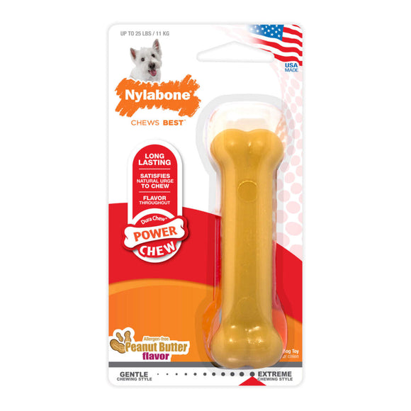 Nylabone DuraChew Power Chew Peanut Butter Flavor Bone  dog Toy npb102p 018214830467  small regular