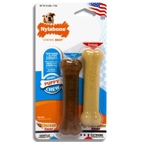 018214832423 npp101tpp nylabone classic puppy chew toy bone twin pack two 2 small extra x-small petite