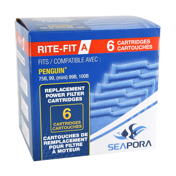 Rite-Fit A Cartridges, Penguin Power Filters 75B 99 (mini) 99B 100B - 6 Pack