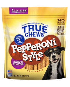 031400083812 True Chews Pepperoni Style Bacon Dog Treats Flavor flavored 16 ounce 16 oz 16oz Tyson Pet  031400083812