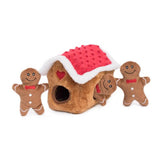 zippy paws holiday burrow gingerbread house plush dog toy zp675 818786016753